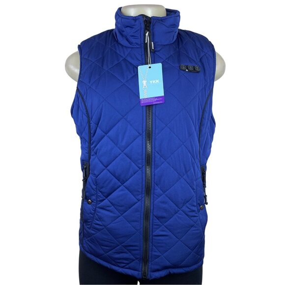 Arris Womens Blue Quilted Heated Vest Full Zip Warm Fleece-Lined - New - Picture 1 of 13